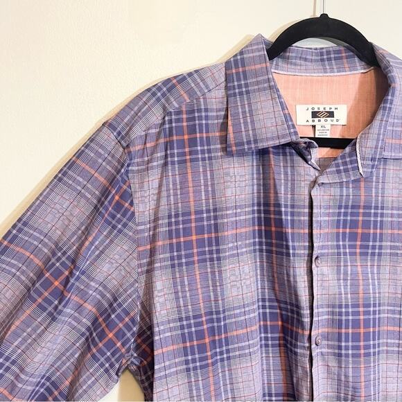 Joseph Abboud Men's Blue Plaid Collared Long Cuffed Sleeve Button-Up Shirt XL - Picture 2 of 11